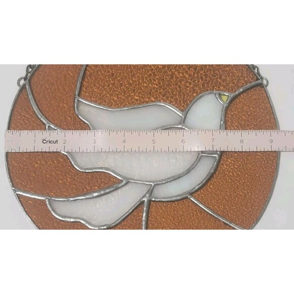 Round Suncatcher Stained Glass White Bird 9.25" - Picture 3 of 8